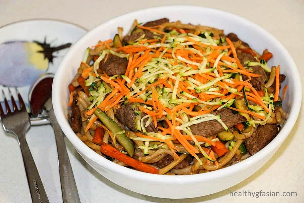 Beef and Zucchini Stir-Fry Noodles Gluten Free